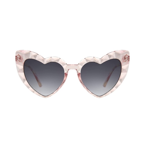 Betsey Johnson Women's Brea Sunglasses Heart Shaped Clear Pink - Picture 2 of 5